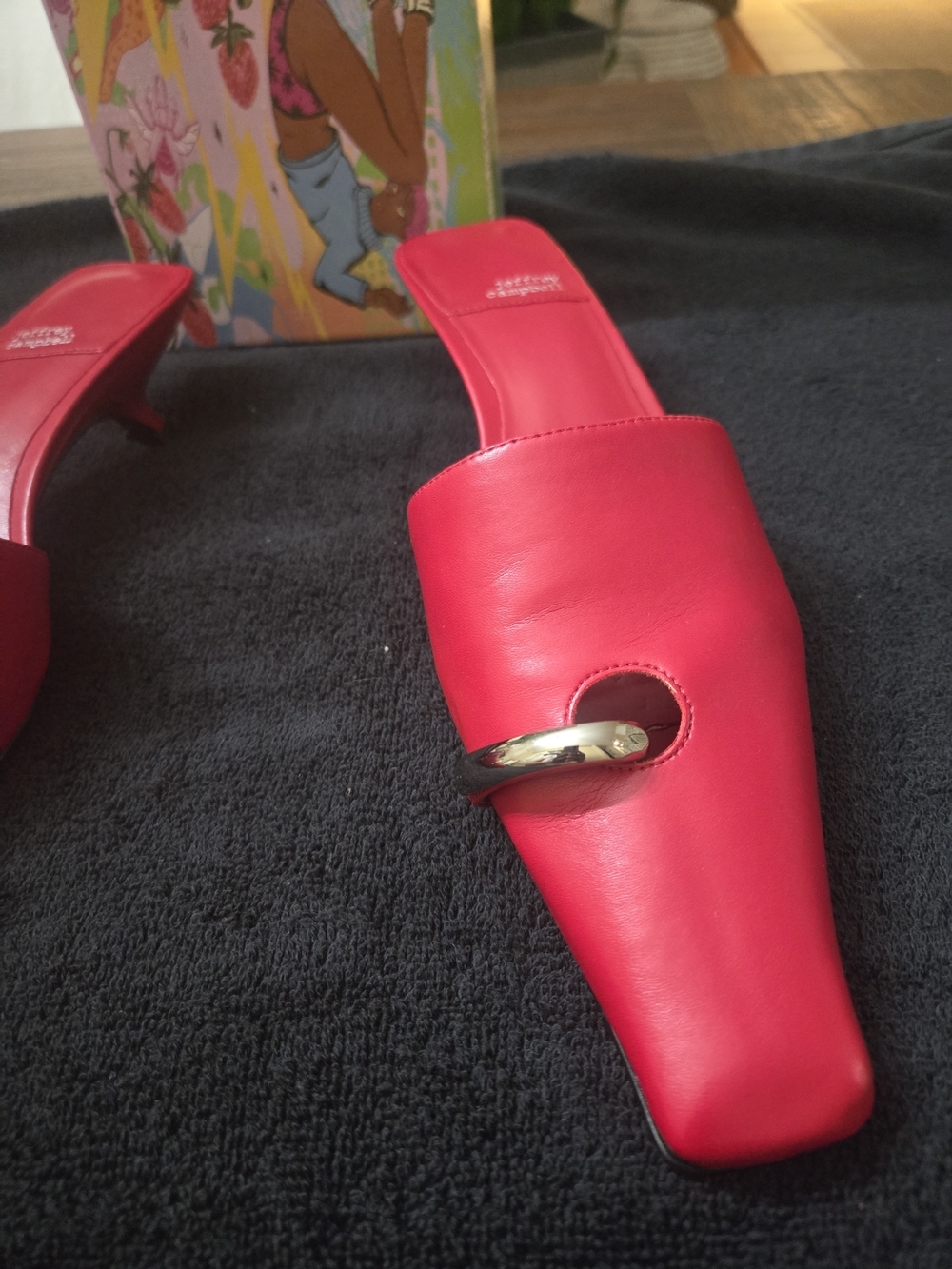 Jeffrey Campbell Women's Red Leather Slip-On Mules Size 11 NWT - Picture 3 of 11